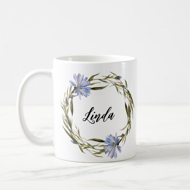 Mug Nom personnalisé Flower Wreath Aquarelle (Gauche)