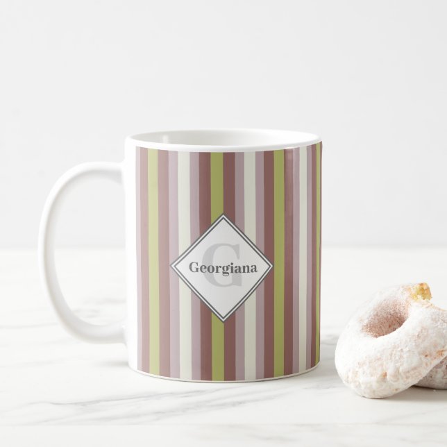 Mug Nom personnalisé Géométrique Chaud Neutre Grandes (Avec donut)