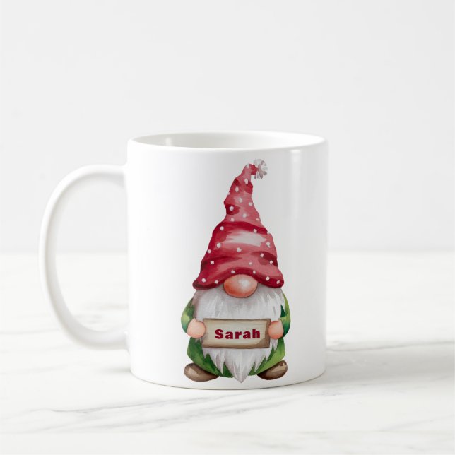 Mug Nom personnalisé Gnome de Noël personnalisé (Gauche)