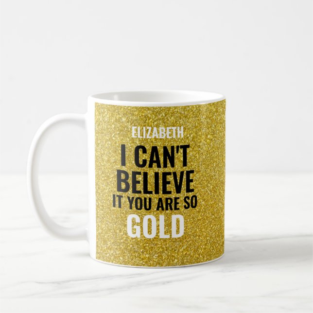 Mug Nom personnalisé Gold Moderne 50e anniversaire (Gauche)
