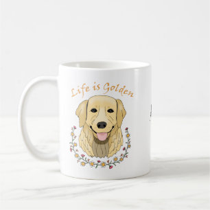 Mug Nom personnalisé Golden Retriever Dove Life is Gol