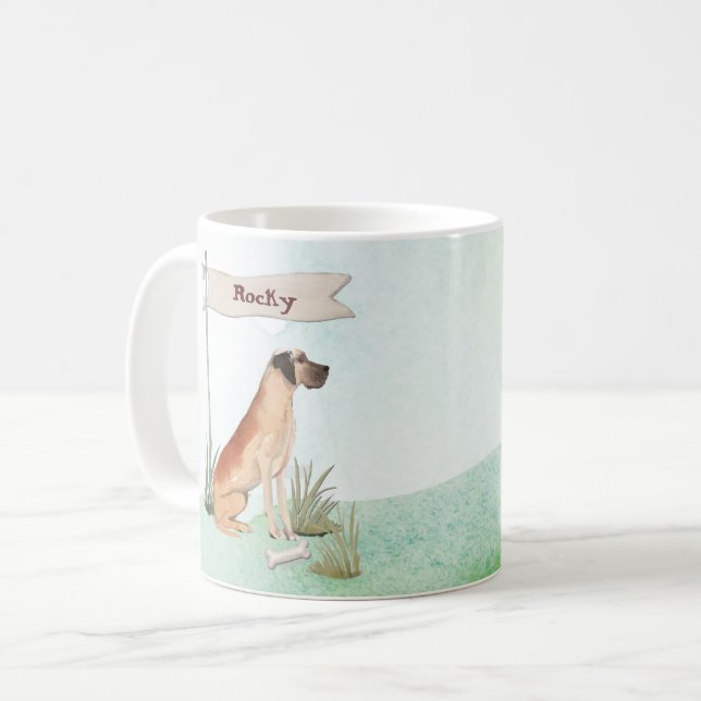 Mug Nom personnalisé Great Dane Pet Chien (Devant gauche)