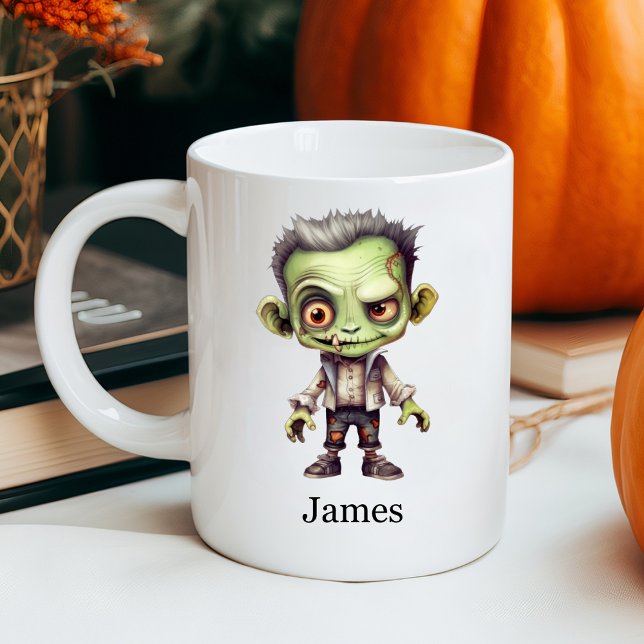 Mug Nom personnalisé Green Zombie Halloween (Créateur téléchargé)