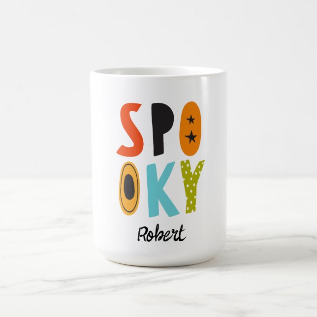 Mug Nom personnalisé Halloween effrayant  (Centre)