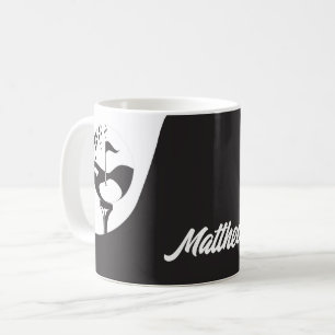 Mug Nom personnalisé Hello Black and White Golf