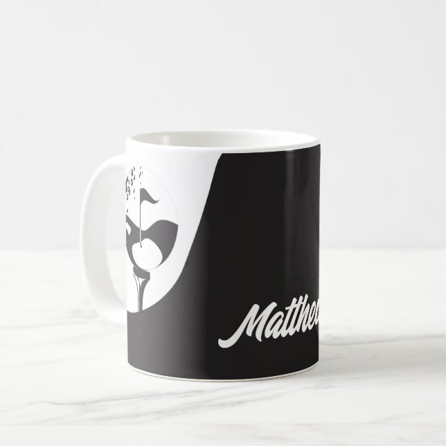 Mug Nom personnalisé Hello Black and White Golf (Devant gauche)