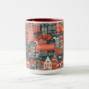 Mug Nom personnalisé Hollandais Maisons Motif