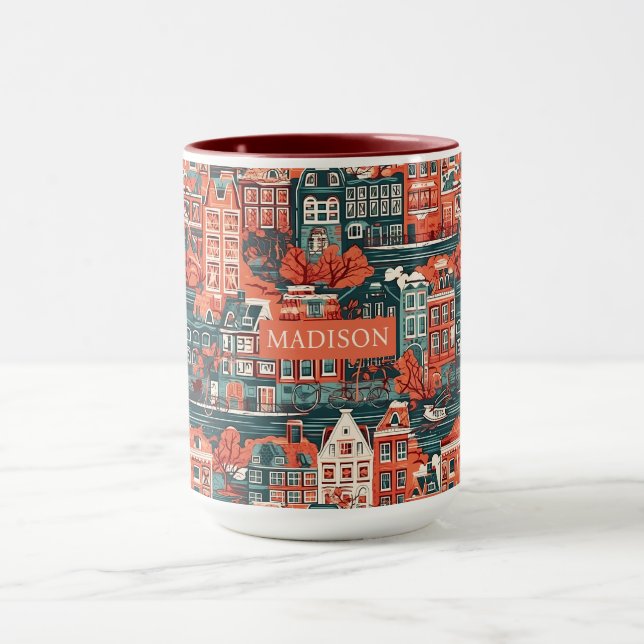 Mug Nom personnalisé Hollandais Maisons Motif (Centre)