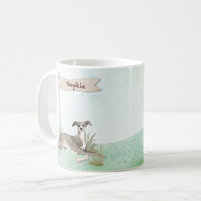 Mug Nom personnalisé Italien Greyhound Animal Chien (Devant gauche)