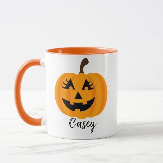 Mug Nom personnalisé Jack O' Lantern féminin  (Gauche)