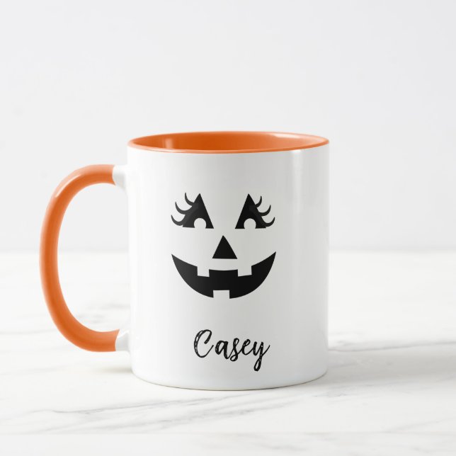 Mug Nom personnalisé Jack O' Lantern féminin  (Gauche)