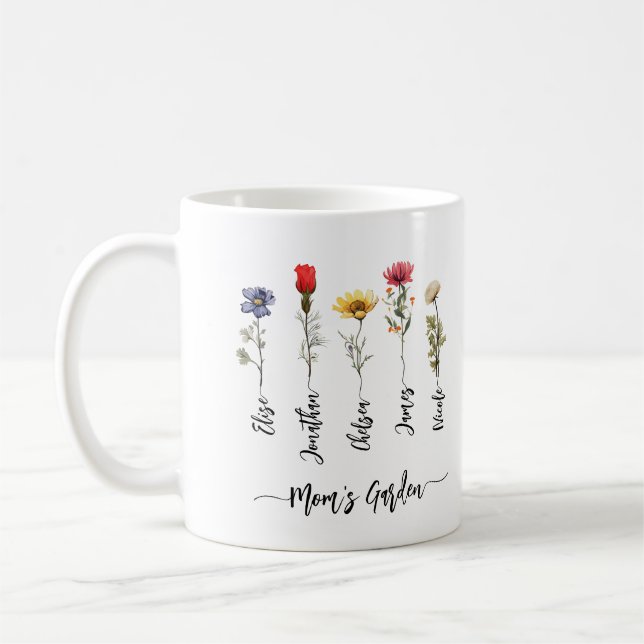 Mug Nom personnalisé Jardin de maman Fleurs sauvages d (Gauche)