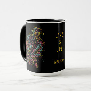 Mug Nom personnalisé Jazz Joueur coloré