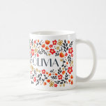 Mug Nom Personnalisé Joli Floral Rouge Coloré Fille Mu<br><div class="desc">Customisez cette jolie Mug sur mesure avec un Motif original rouge floral et noir Feuille. Un design mignon, parfait pour un nom court. Pour un nom plus long cliquez sur le bouton Customiser sous l'image du produit et vous pourrez redimensionner le texte. Vous pouvez aussi me contacter pour l'customiser pour...</div>
