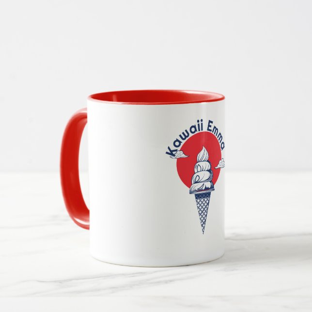 Mug Nom personnalisé Kawaii Crème glacée Cone mignonne (Devant gauche)