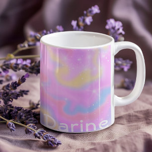 Mug Nom personnalisé l Éperviers colorés Rainbow Girly