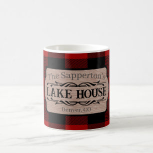 Mug Nom personnalisé Lake House Rustique Plaid