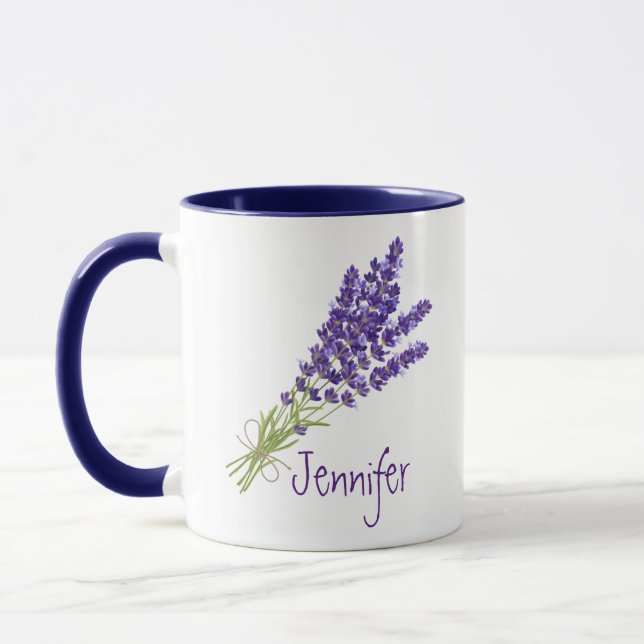 Mug Nom personnalisé Lavender Garden Flower Floral (Gauche)