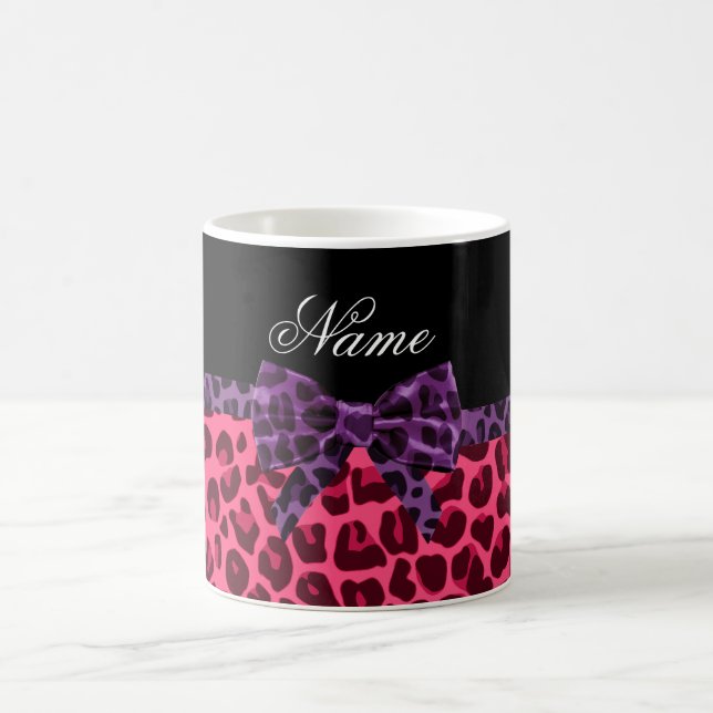 Mug Nom personnalisé léopard rose motif pourpre (Centre)