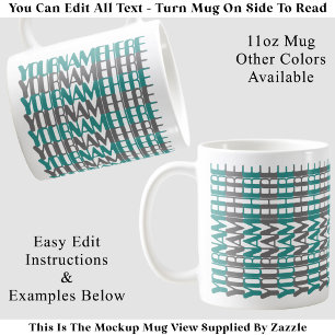 Mug Nom personnalisé long sur mesure sarcelle message