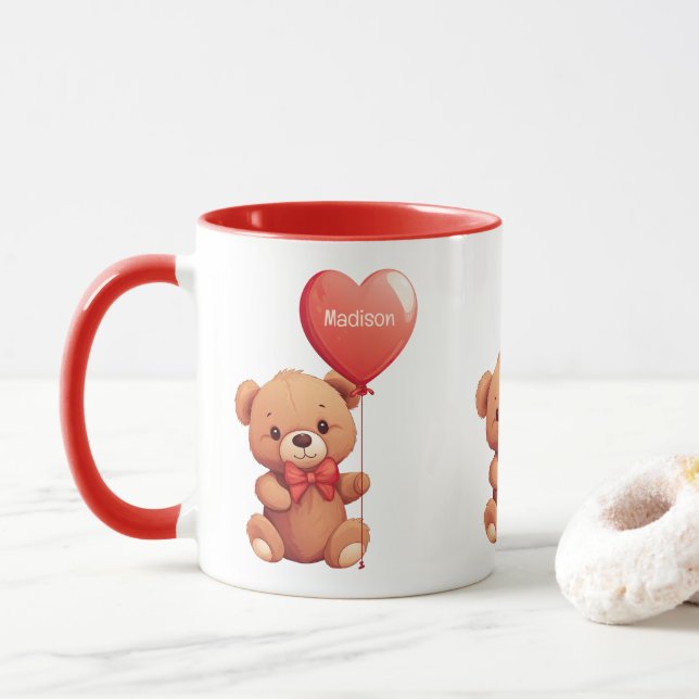 Mug Nom personnalisé Love Teddy (Avec donut)