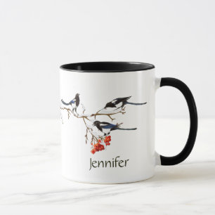 Mug Nom personnalisé Magpie Jardin Oiseau Nature Art