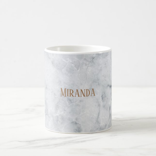 Mug Nom personnalisé/Marbre blanc couleur élégant (Centre)