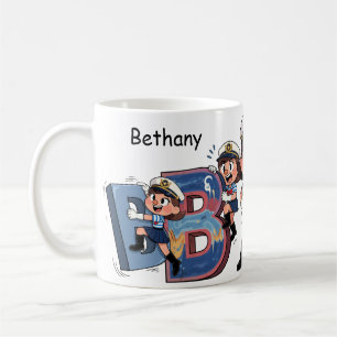 Mug Nom personnalisé Marin Personnage de dessin animé