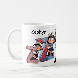 Mug Nom personnalisé Marin Personnage de dessin animé 