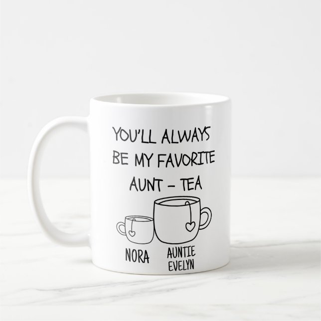 Mug Nom personnalisé Meilleure tante Tante Tante Thé D (Gauche)