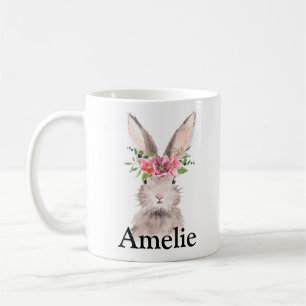 Mug Nom personnalisé mignon lapin de Pâques