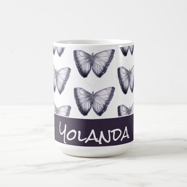 Mug Nom personnalisé mignon papillon tendance (Centre)