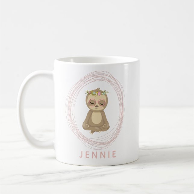 Mug Nom personnalisé Mignonne méditation de la fente d (Gauche)