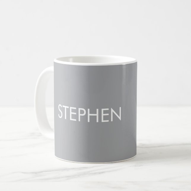 Mug Nom personnalisé minimaliste gris  (Devant gauche)
