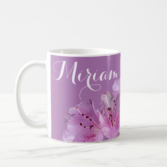 Mug Nom personnalisé Miriam floral violet rose boho (Gauche)