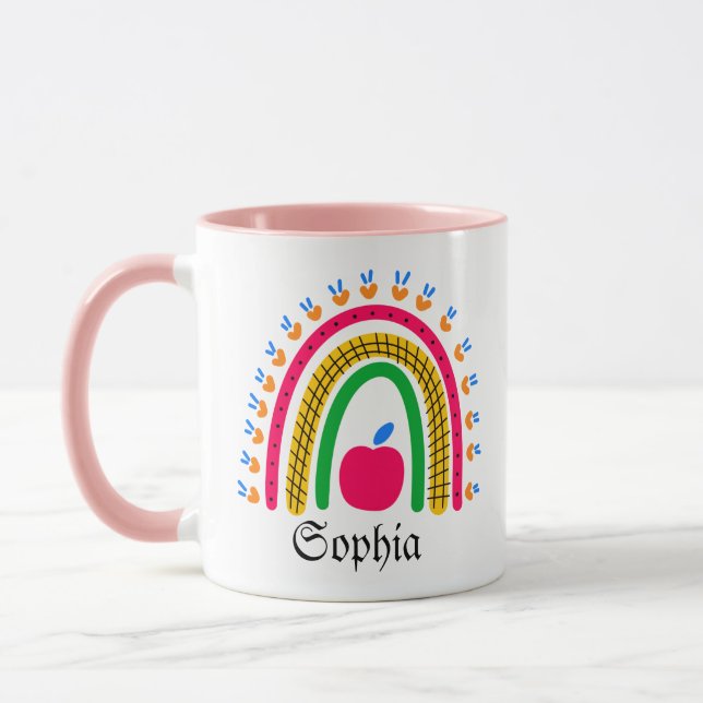 Mug Nom Personnalisé Moderne Avec Arc En Ciel (Gauche)