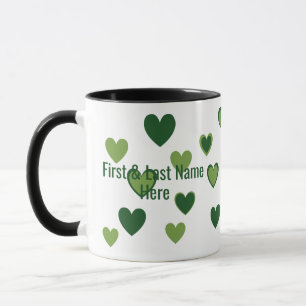 Mug Nom personnalisé moderne et coeur vert amusant Art