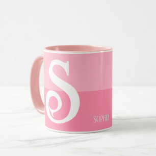 Mug Nom personnalisé moderne Lettre rose couleur nuanc