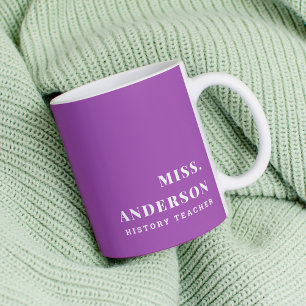 Mug Nom personnalisé moderne Purple Enseignant de l'éc