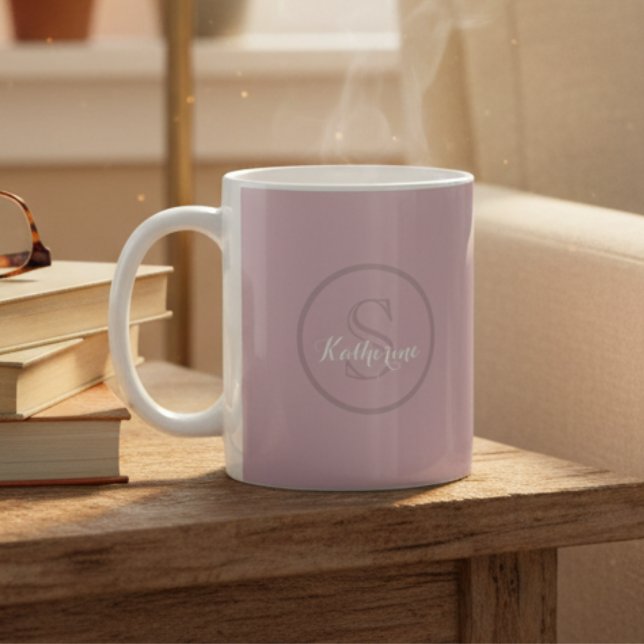 Mug Nom personnalisé Monogramme Rose Poussiéreux (Créateur téléchargé)