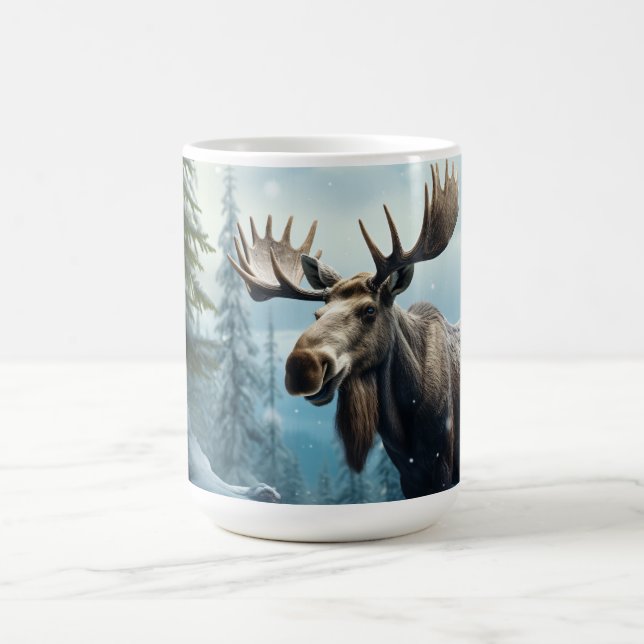 Mug Nom personnalisé Moose d'hiver (Centre)