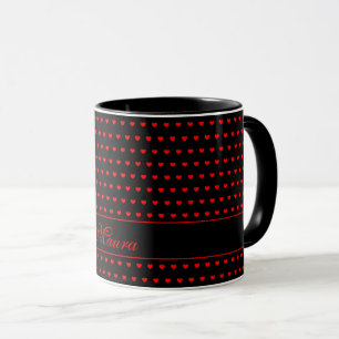 Mug Nom personnalisé, Motif élégant de Coeurs rouges s