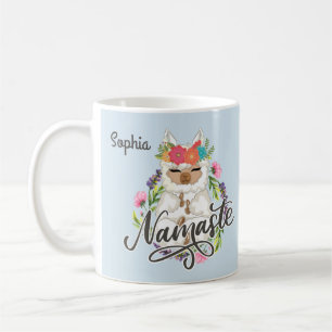 Mug Nom personnalisé Namaste Llama Cute