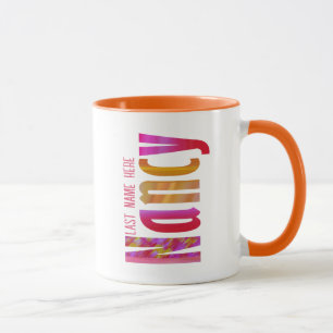 Mug Nom personnalisé "Nancy" en rouge vif orange rose
