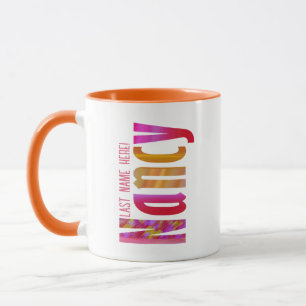 Mug Nom personnalisé "Nancy" en rouge vif orange rose