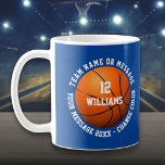 Mug Nom personnalisé Nom de l'équipe Basket-ball<br><div class="desc">Nom personnalisé,  numéro,  nom d'équipe et cadeau de basket-ball. Vous pouvez customiser la couleur arrière - plan pour correspondre à votre équipe préférée. Conçu par Thisisnotme©</div>
