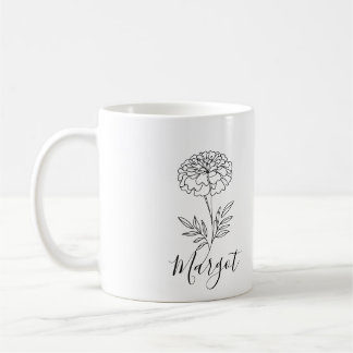 Mug Nom personnalisé octobre Souci Fleur de naissance