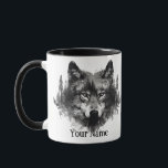 Mug Nom personnalisé ou texte Loup aquarelle animal<br><div class="desc">Nom personnalisé ou texte Loup aquarelle animal</div>