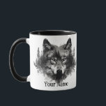 Mug Nom personnalisé ou texte Loup aquarelle animal<br><div class="desc">Nom personnalisé ou texte Loup aquarelle animal</div>