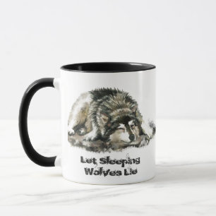 Mug Nom personnalisé ou texte Loup aquarelle animal